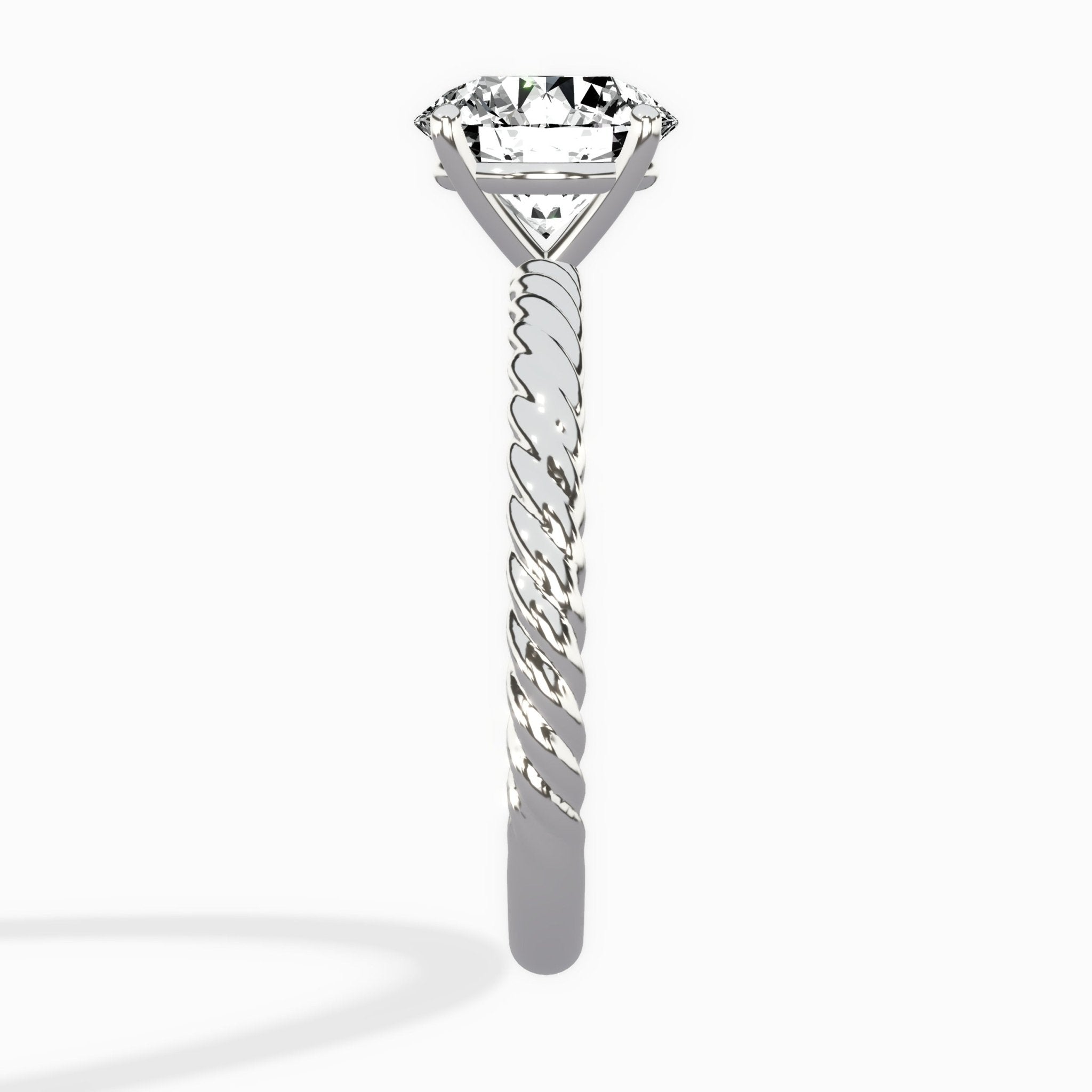 Petite Pave Band Solitaire Ring Engagement Ring - The Better Diamonds