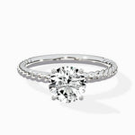 Petite Pave Band Solitaire Ring Engagement Ring - The Better Diamonds