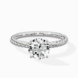 Petite Pave Band Solitaire Ring Engagement Ring - The Better Diamonds