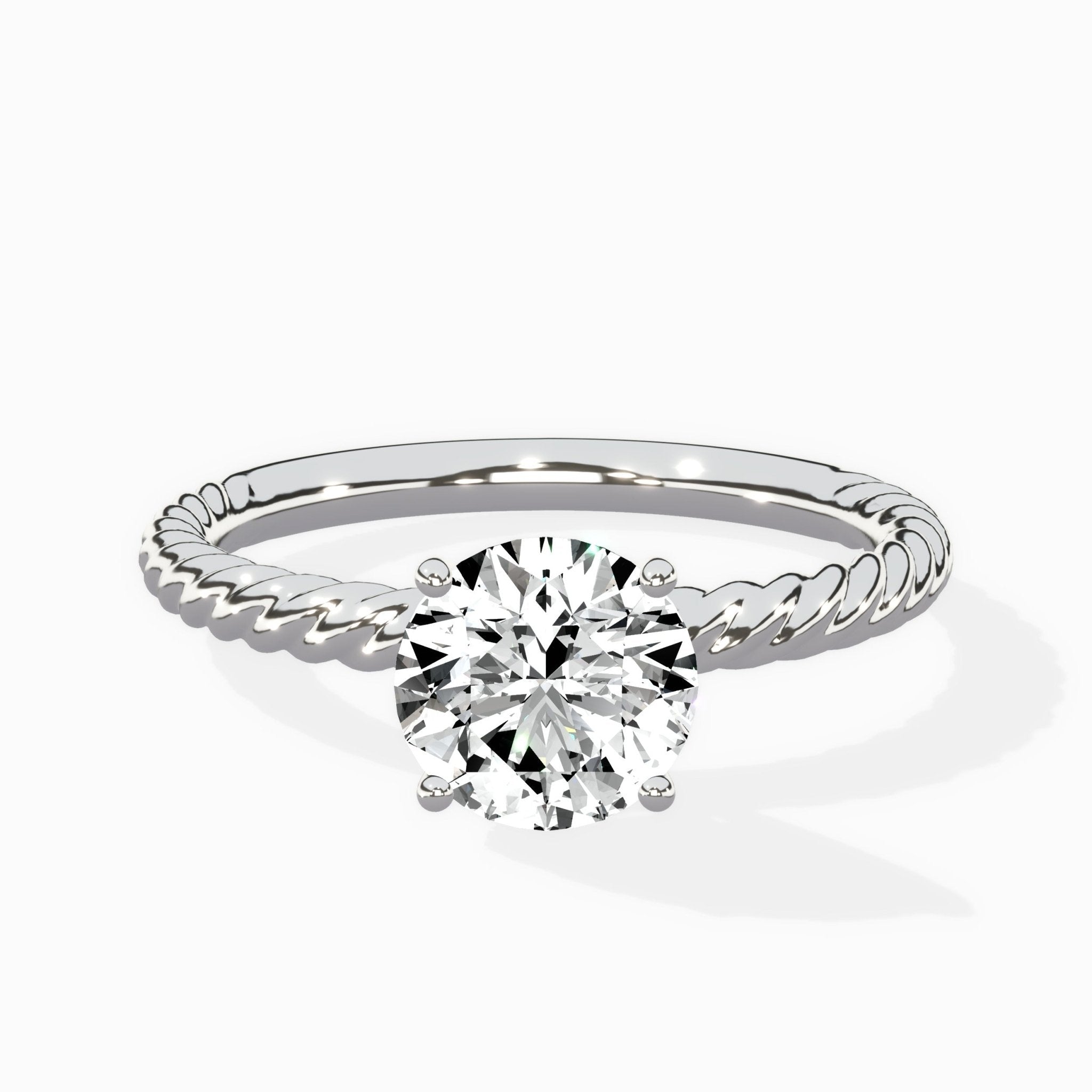 Petite Pave Band Solitaire Ring Engagement Ring - The Better Diamonds