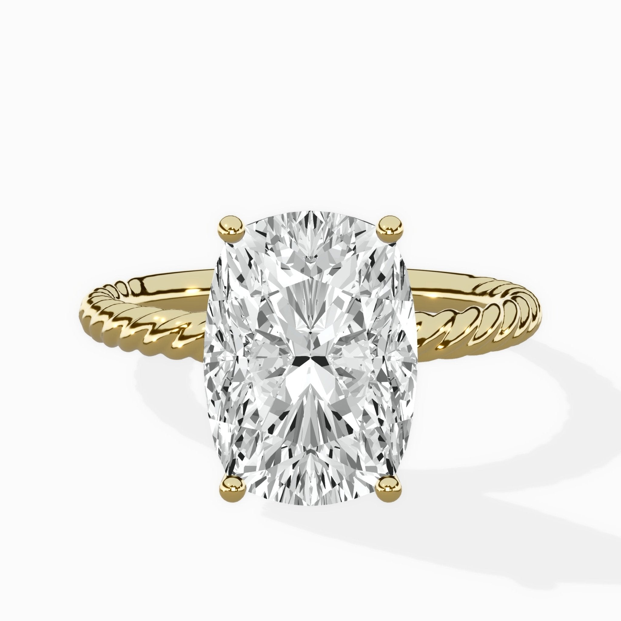 Petite Pave Band Solitaire Ring Engagement Ring - The Better Diamonds