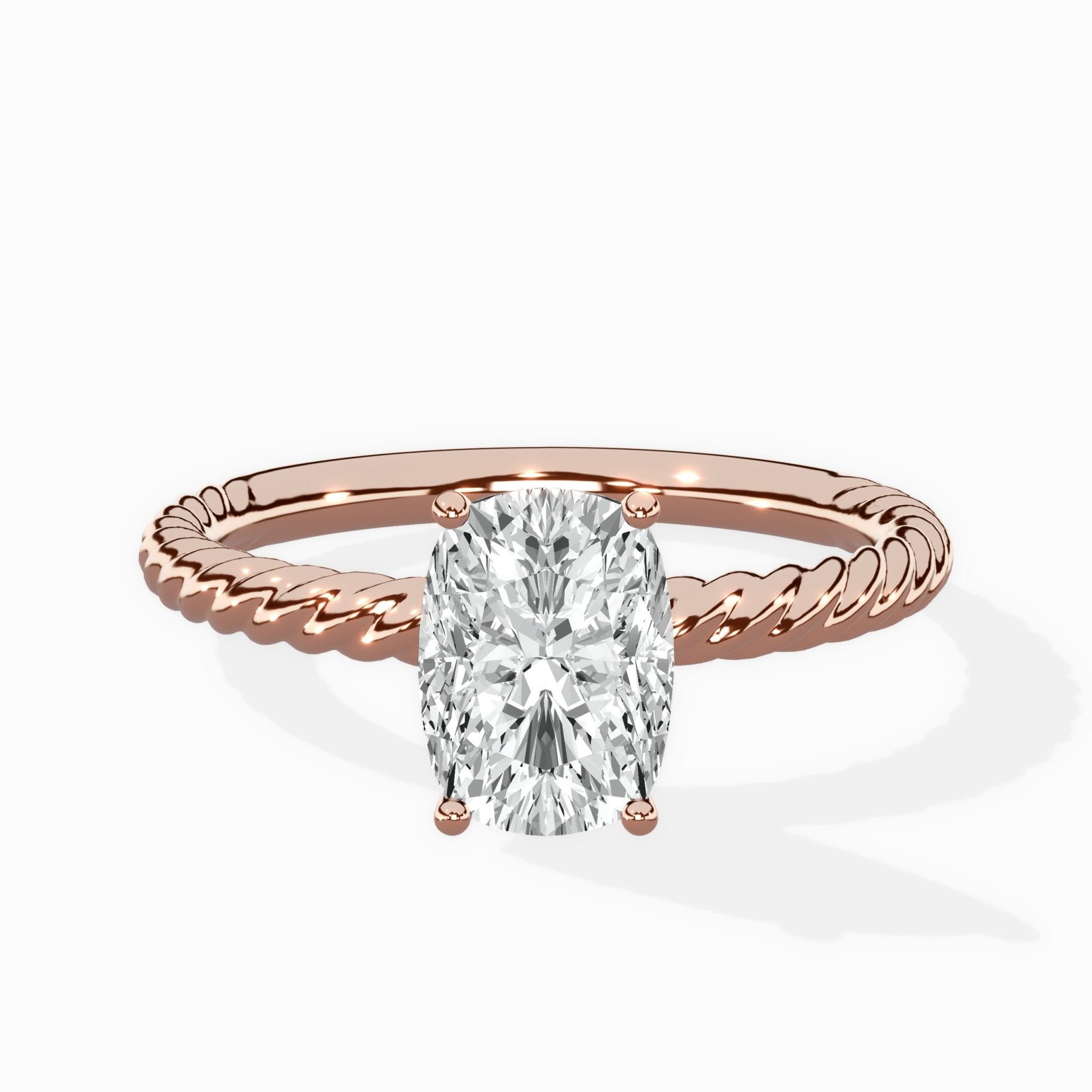 Petite Pave Band Solitaire Ring Engagement Ring - The Better Diamonds