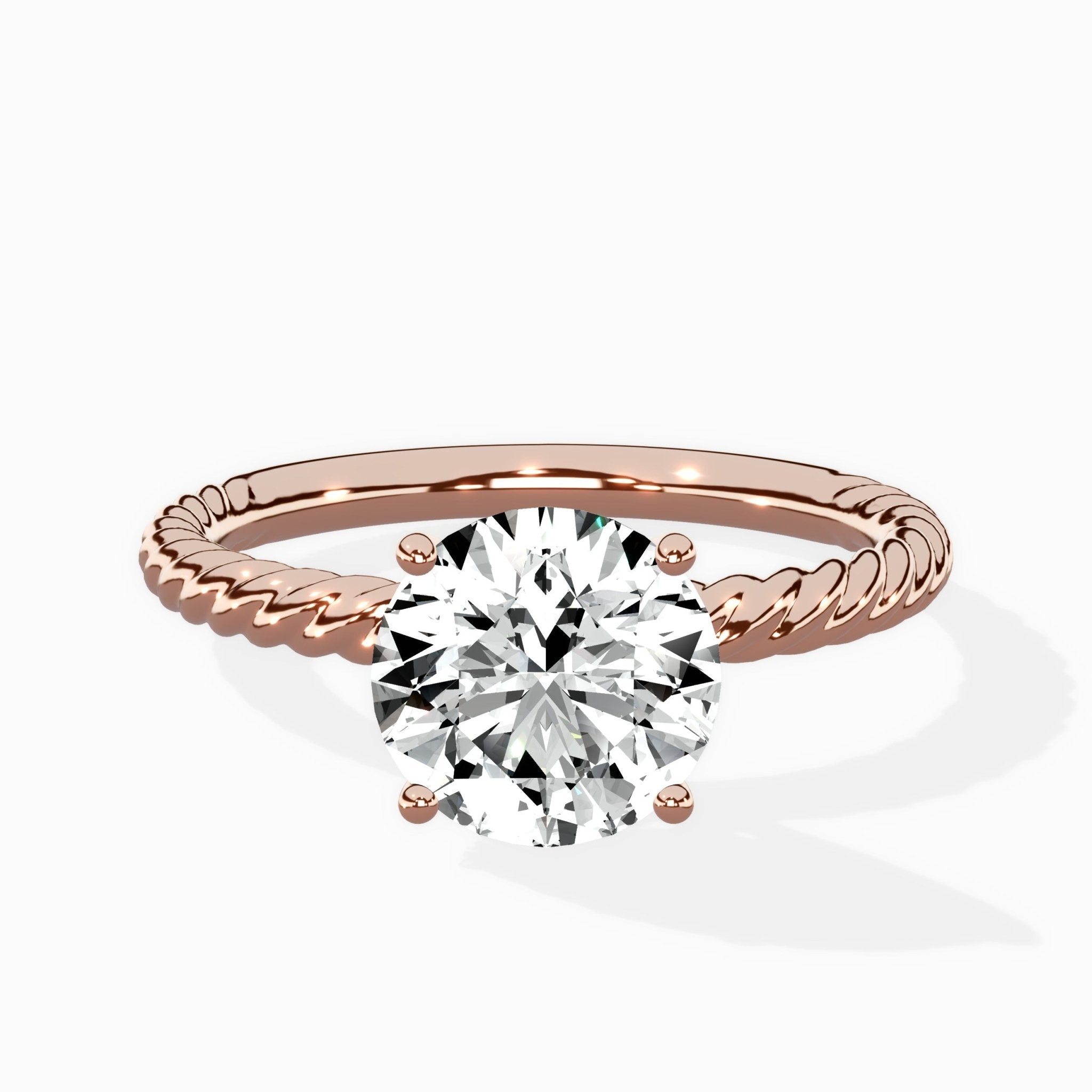 Petite Pave Band Solitaire Ring Engagement Ring - The Better Diamonds