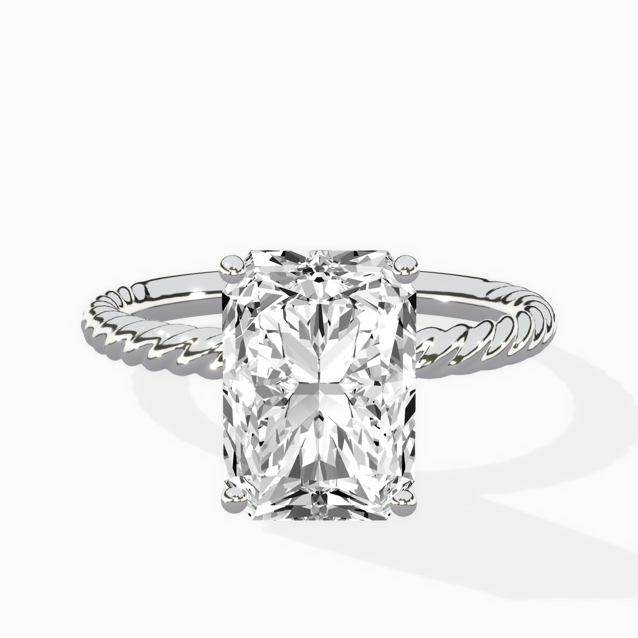 Petite Pave Band Solitaire Ring Engagement Ring - The Better Diamonds