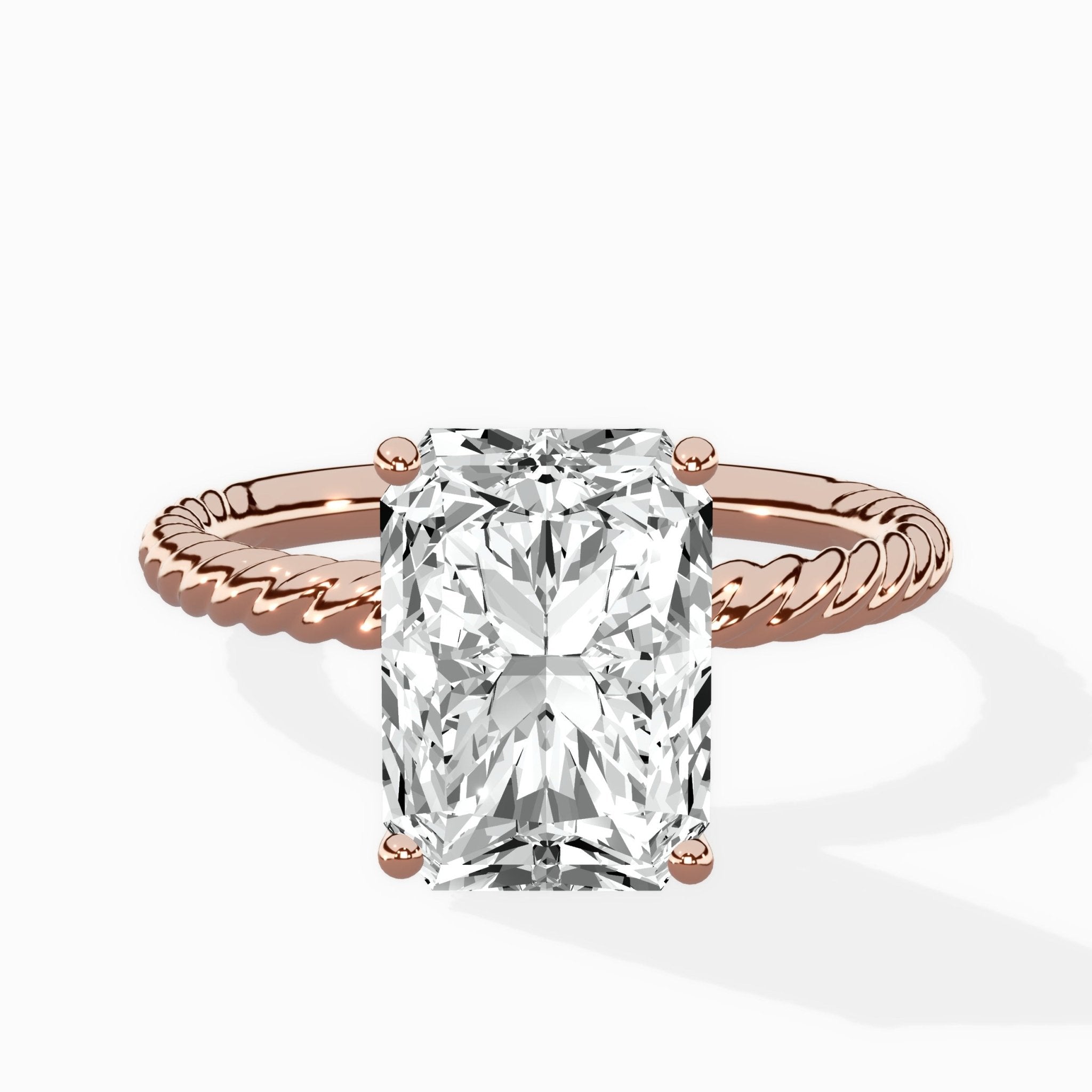 Petite Pave Band Solitaire Ring Engagement Ring - The Better Diamonds