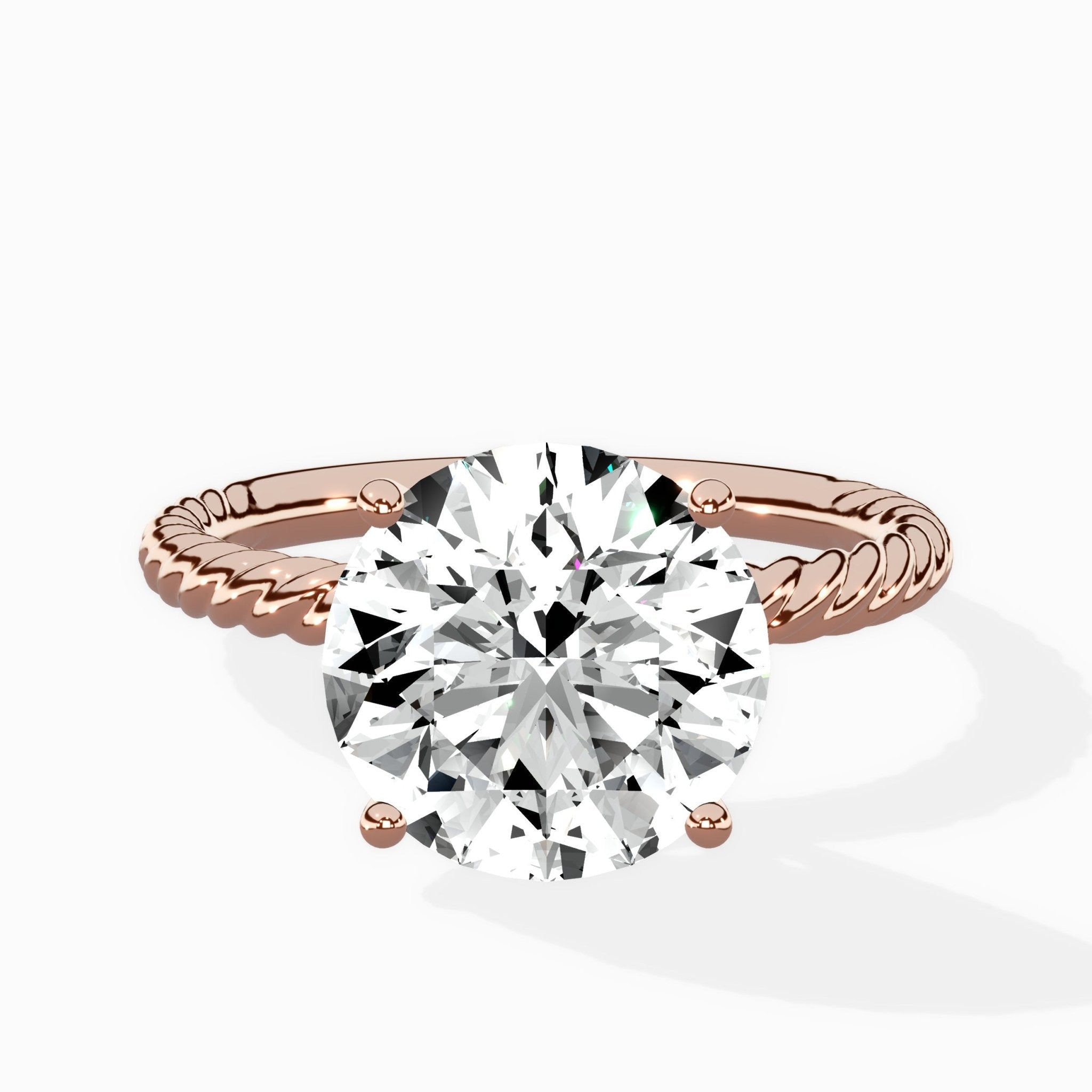 Petite Pave Band Solitaire Ring Engagement Ring - The Better Diamonds