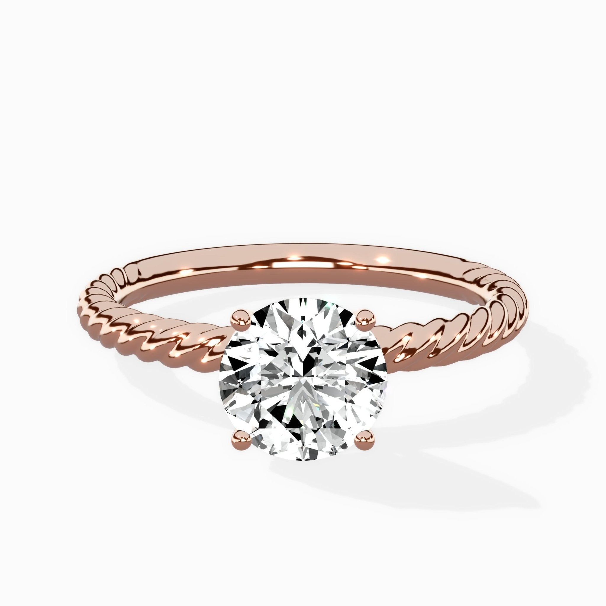 Petite Pave Band Solitaire Ring Engagement Ring - The Better Diamonds
