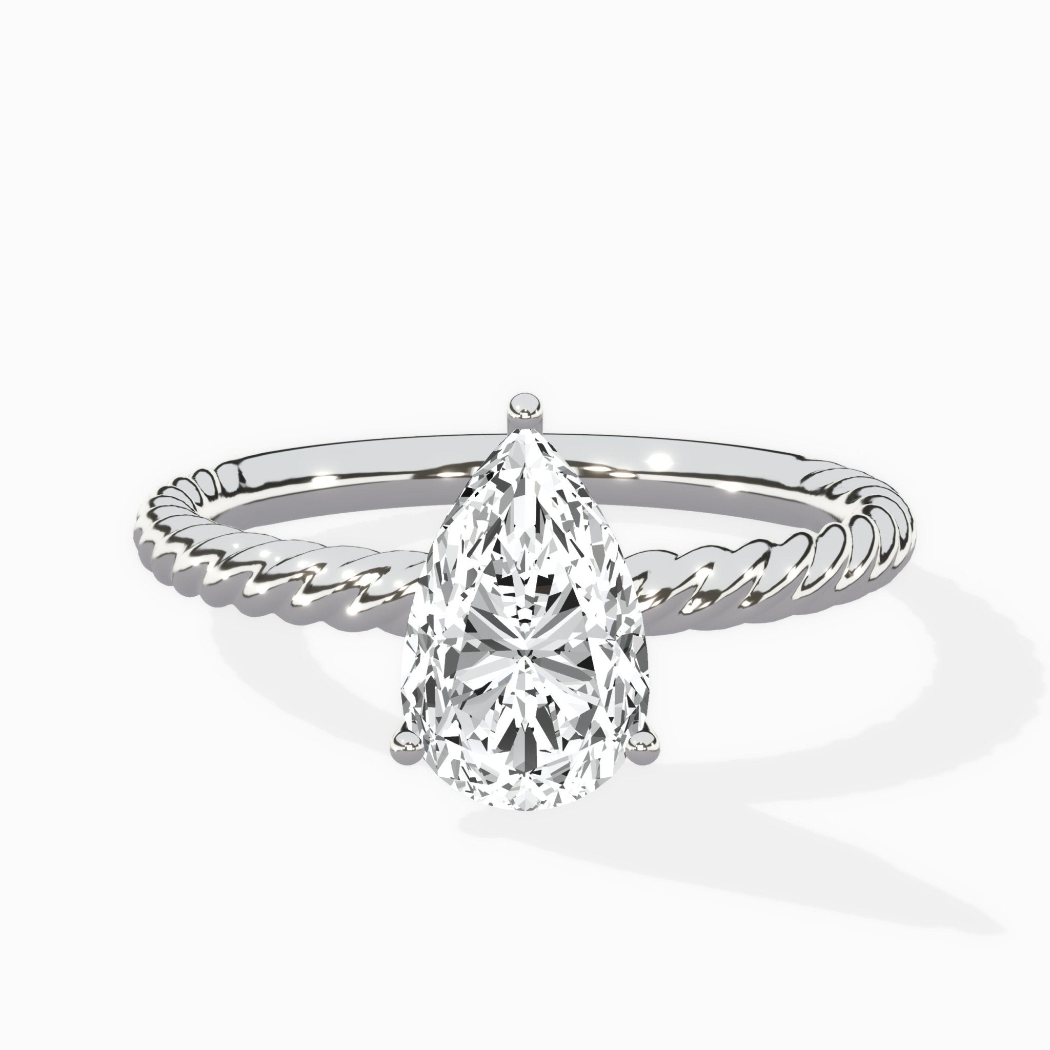 Petite Pave Band Solitaire Ring Engagement Ring - The Better Diamonds