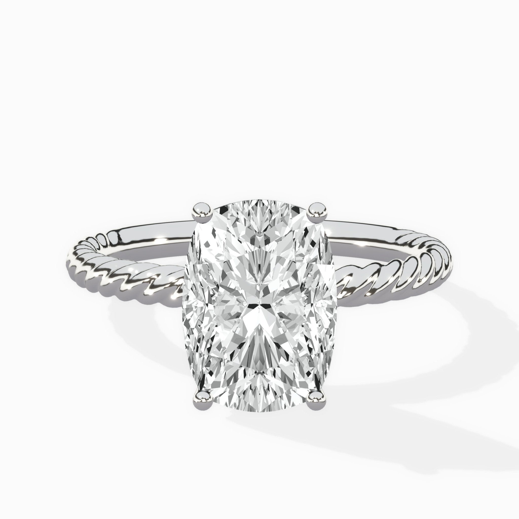 Petite Pave Band Solitaire Ring Engagement Ring - The Better Diamonds