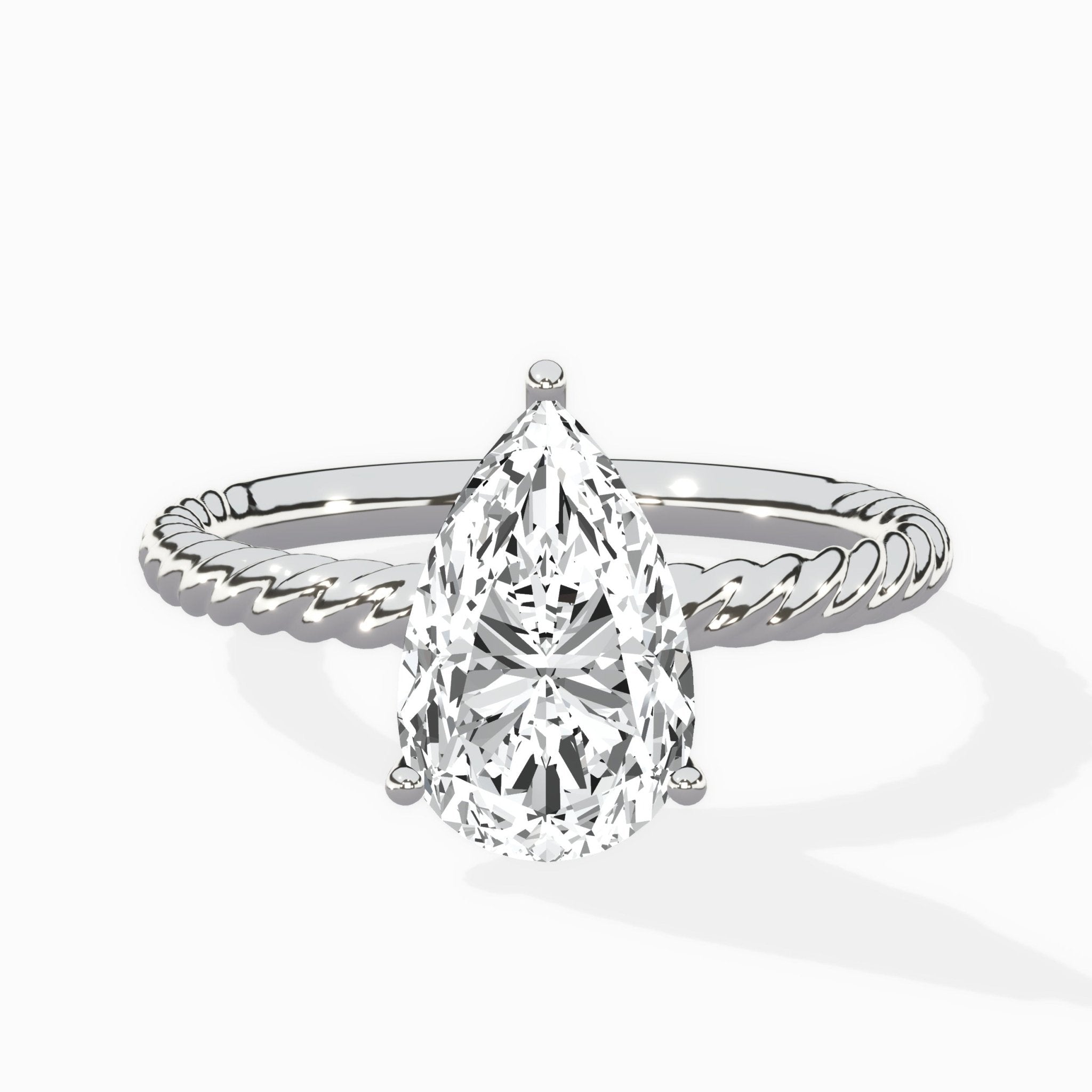 Petite Pave Band Solitaire Ring Engagement Ring - The Better Diamonds