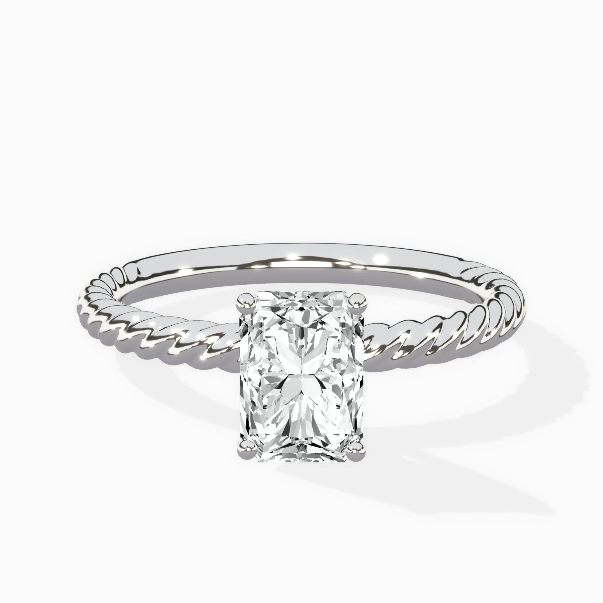 Petite Pave Band Solitaire Ring Engagement Ring - The Better Diamonds