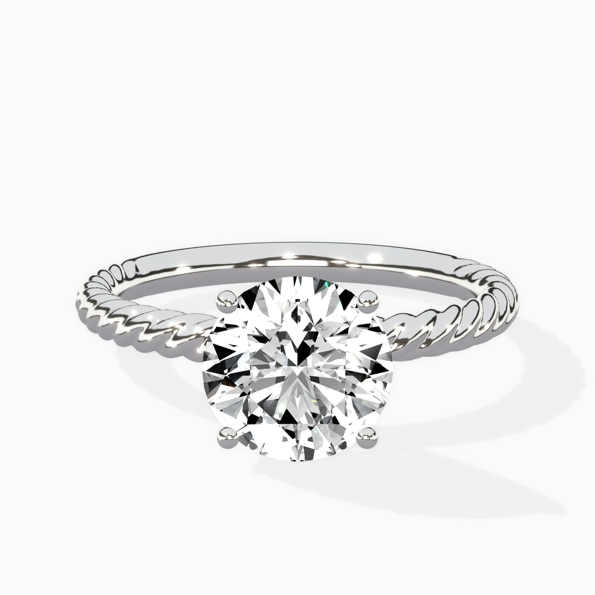 Petite Pave Band Solitaire Ring Engagement Ring - The Better Diamonds