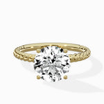 Petite Pave Band Solitaire Ring Engagement Ring - The Better Diamonds