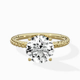 Petite Pave Band Solitaire Ring Engagement Ring - The Better Diamonds