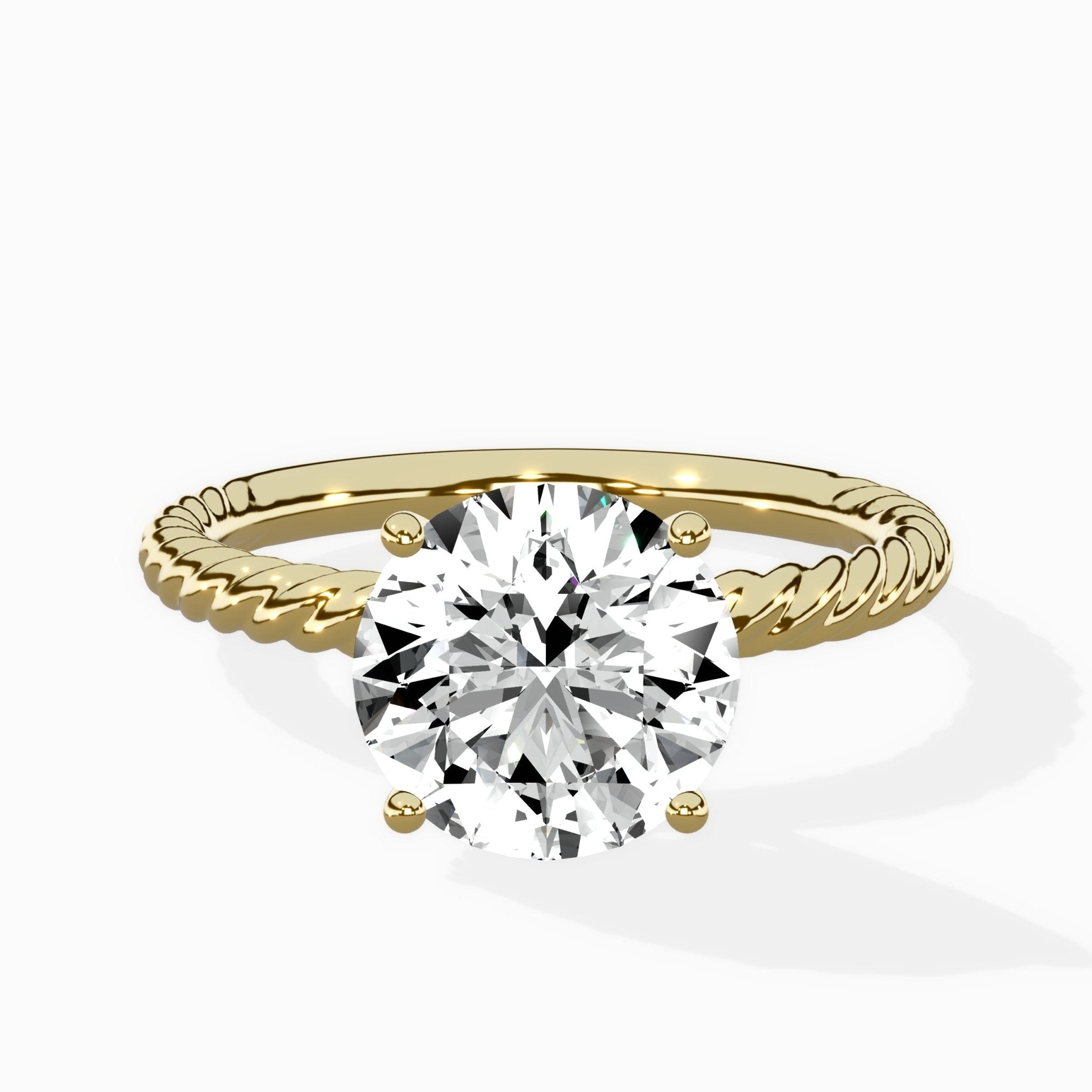 Petite Pave Band Solitaire Ring Engagement Ring - The Better Diamonds