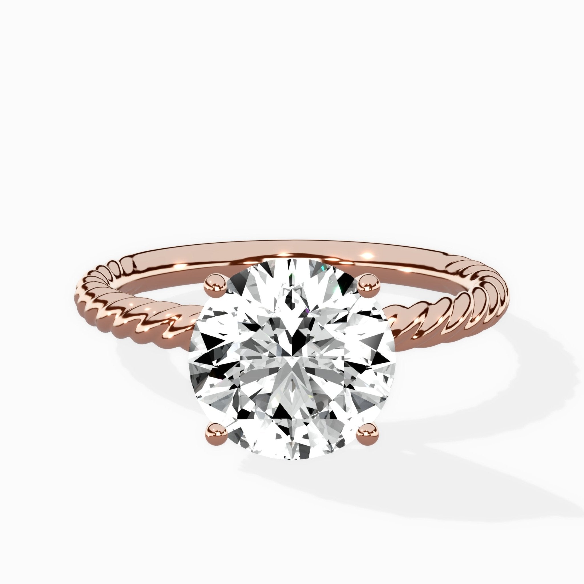 Petite Pave Band Solitaire Ring Engagement Ring - The Better Diamonds