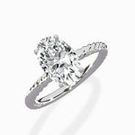 Petite Pave Band Solitaire Ring Engagement Ring - The Better Diamonds