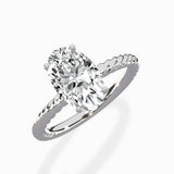 Petite Pave Band Solitaire Ring Engagement Ring - The Better Diamonds