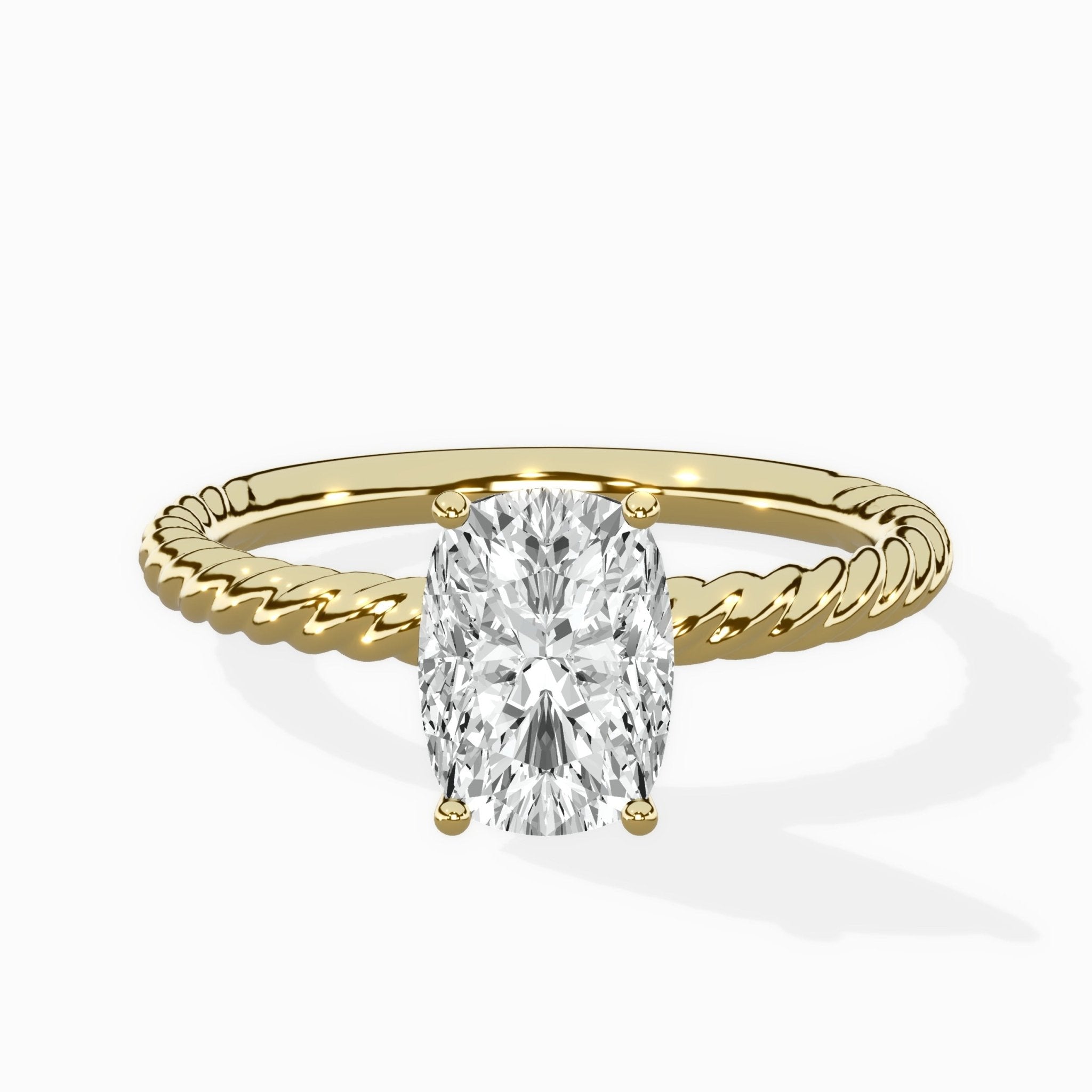 Petite Pave Band Solitaire Ring Engagement Ring - The Better Diamonds