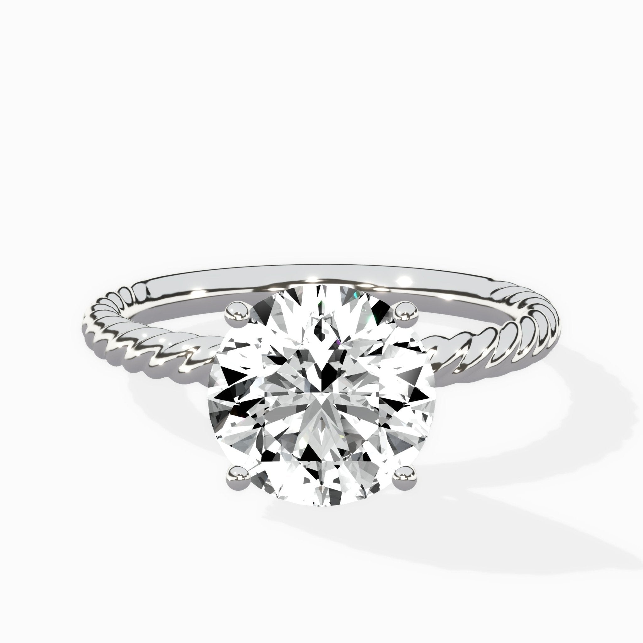 Petite Pave Band Solitaire Ring Engagement Ring - The Better Diamonds