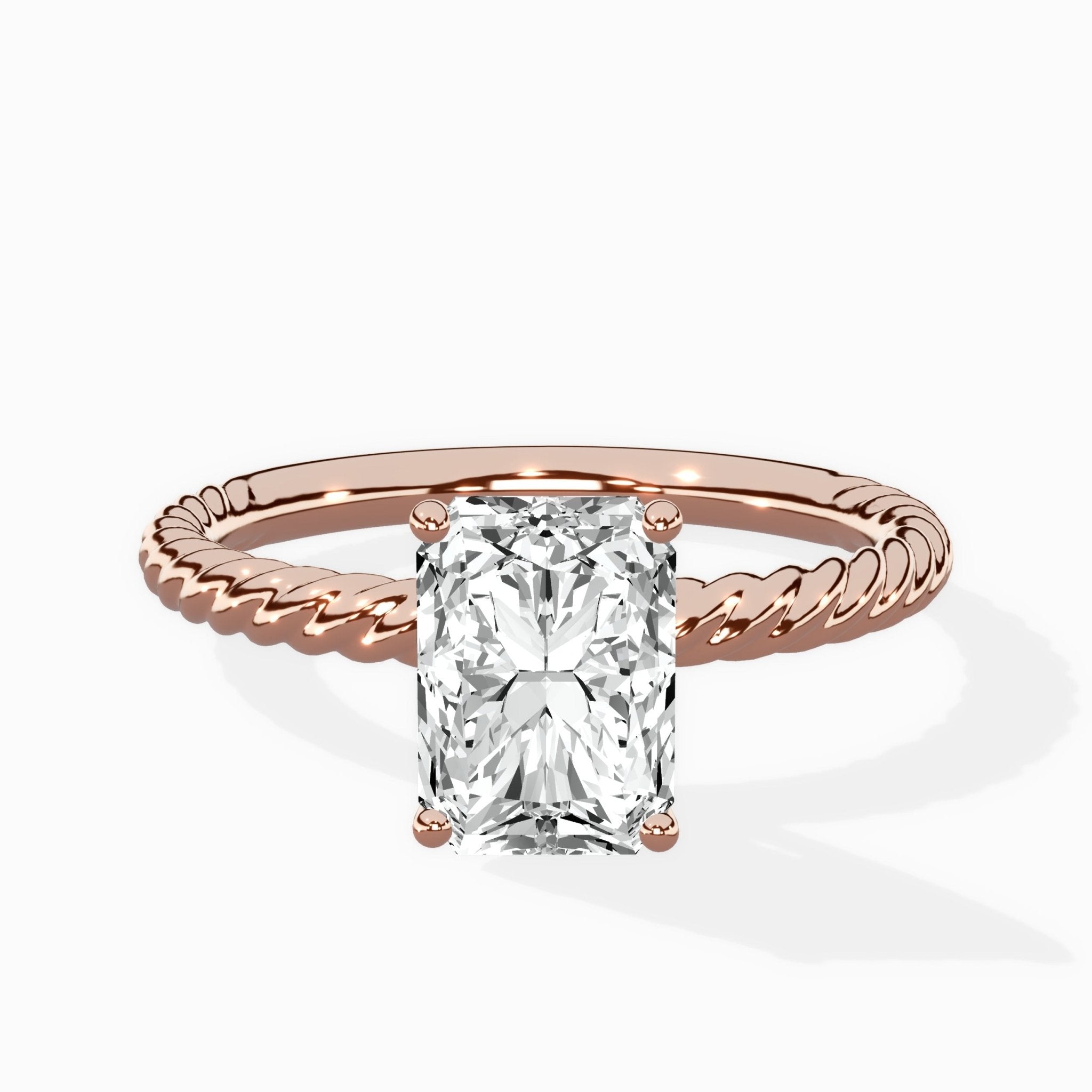 Petite Pave Band Solitaire Ring Engagement Ring - The Better Diamonds