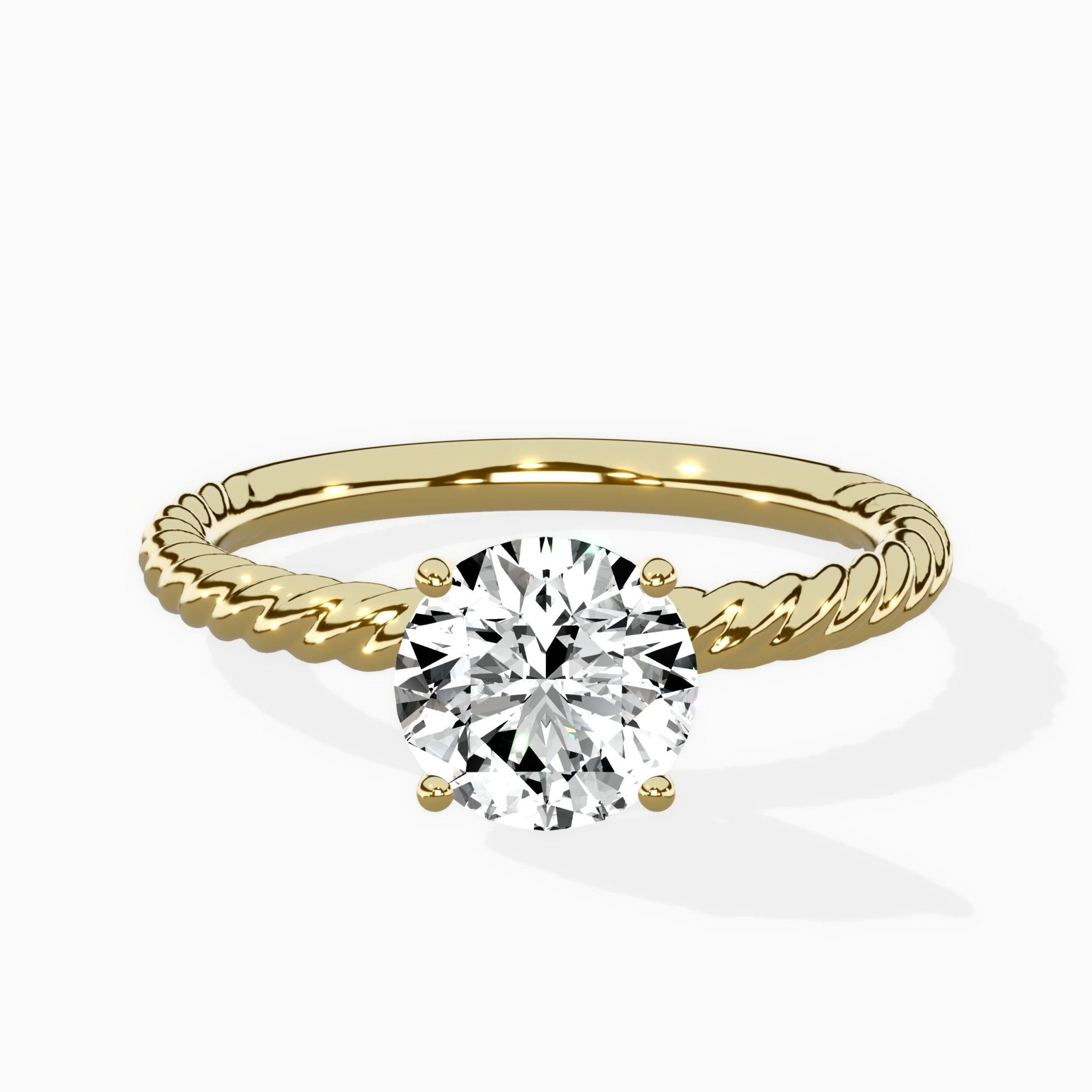 Petite Pave Band Solitaire Ring Engagement Ring - The Better Diamonds