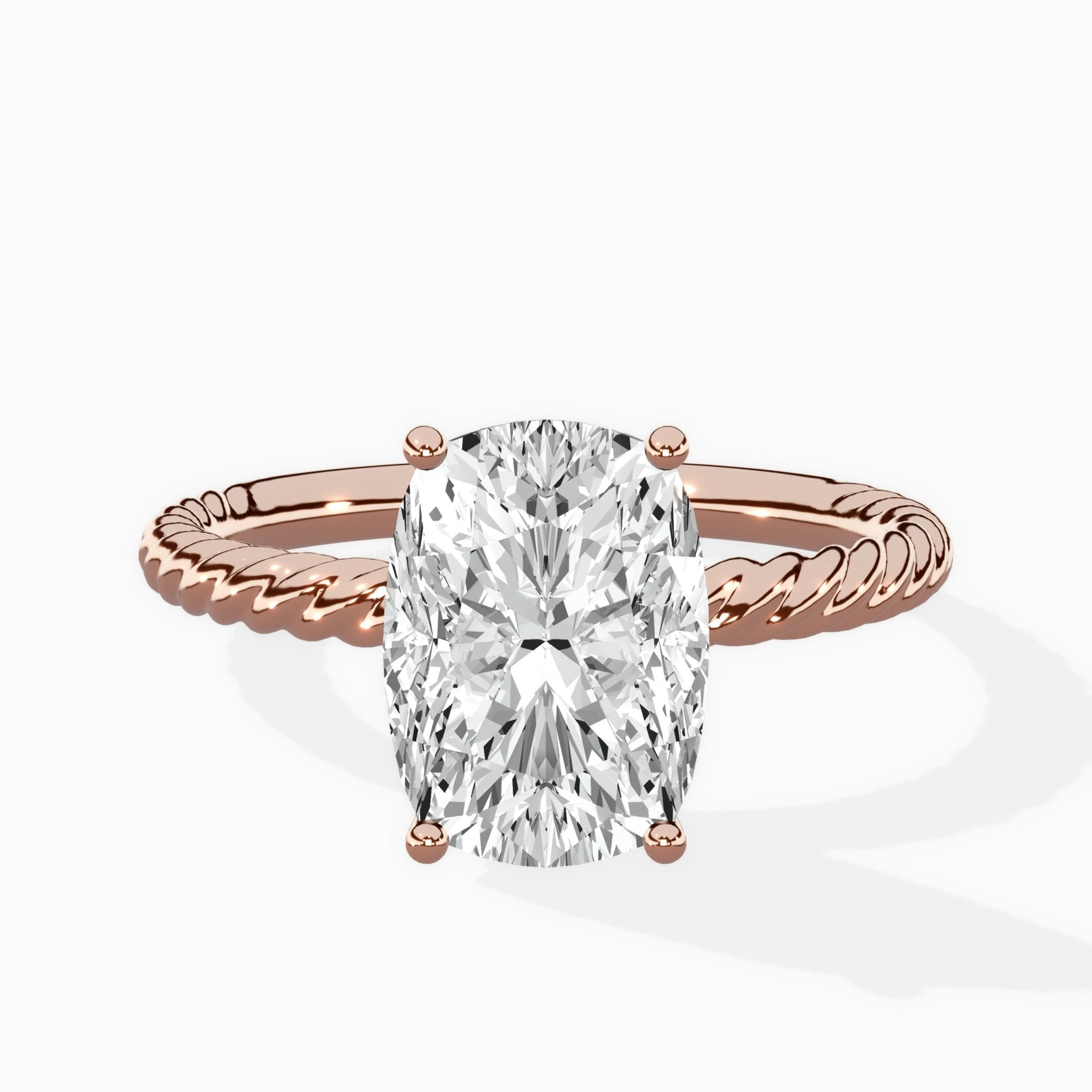 Petite Pave Band Solitaire Ring Engagement Ring - The Better Diamonds