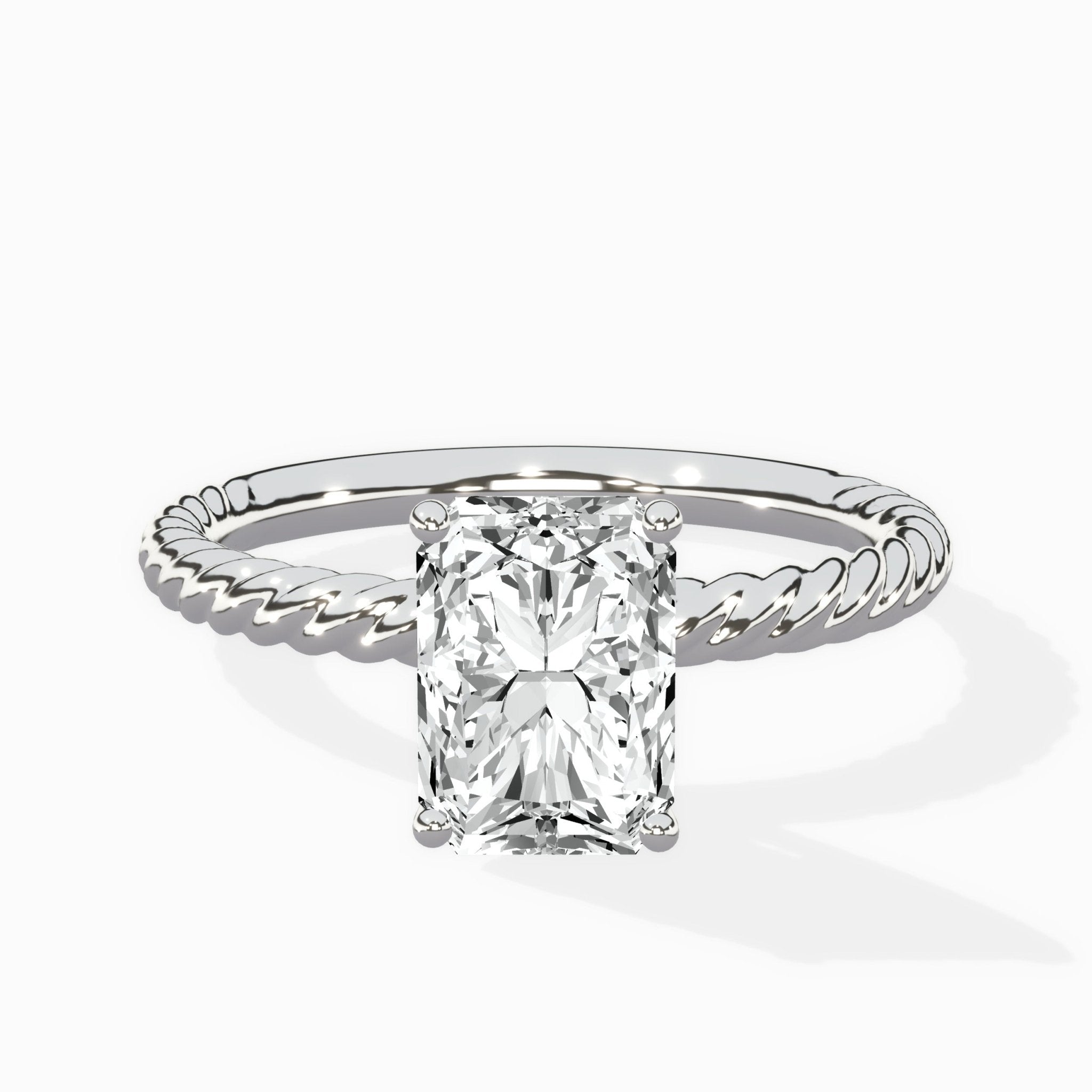 Petite Pave Band Solitaire Ring Engagement Ring - The Better Diamonds