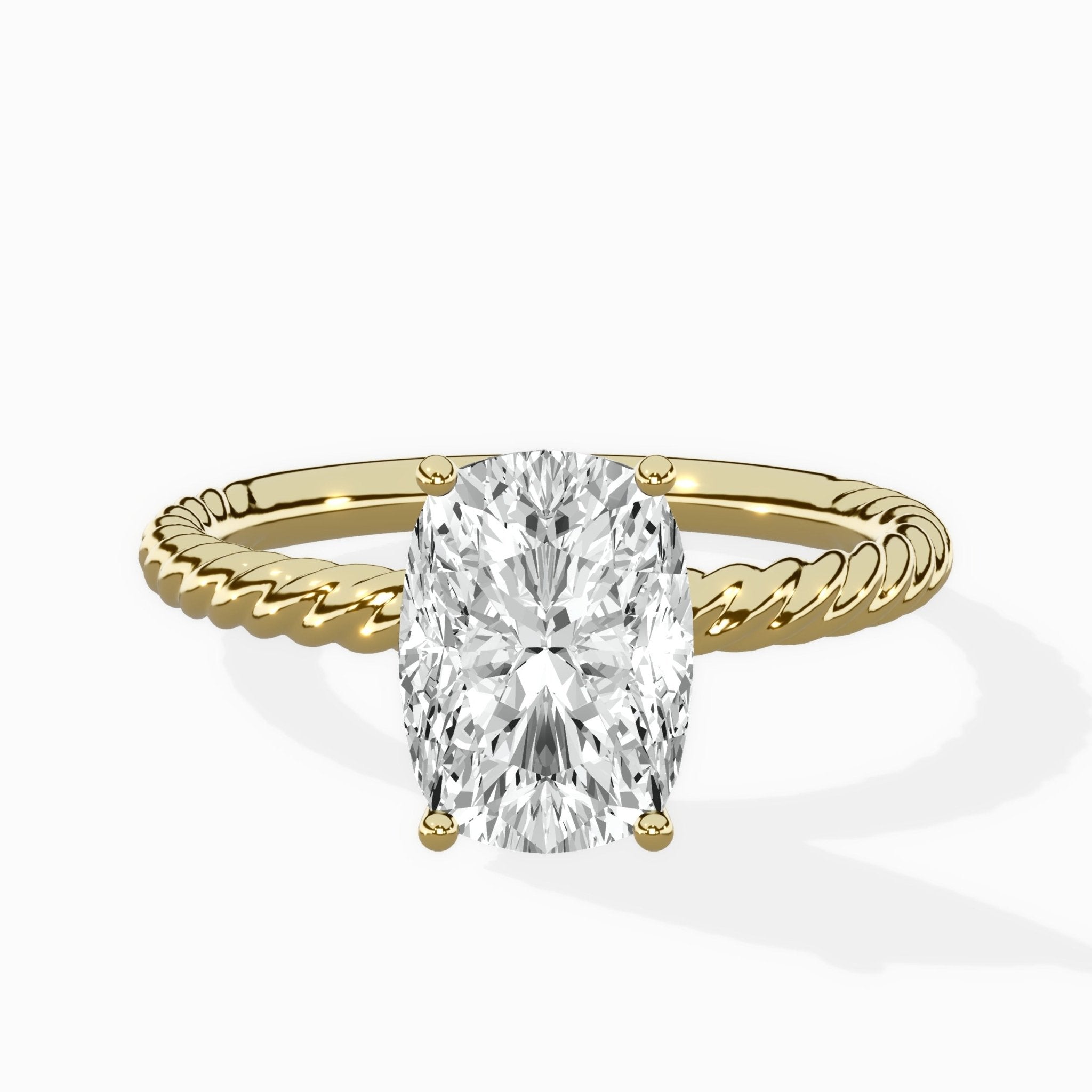 Petite Pave Band Solitaire Ring Engagement Ring - The Better Diamonds