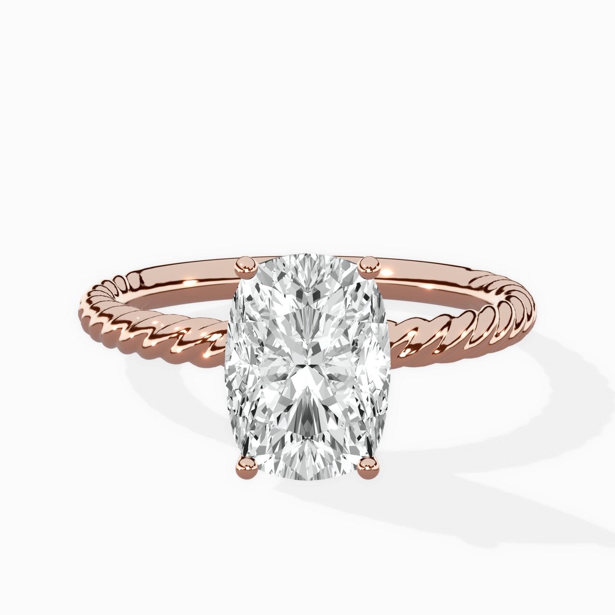 Petite Pave Band Solitaire Ring Engagement Ring - The Better Diamonds