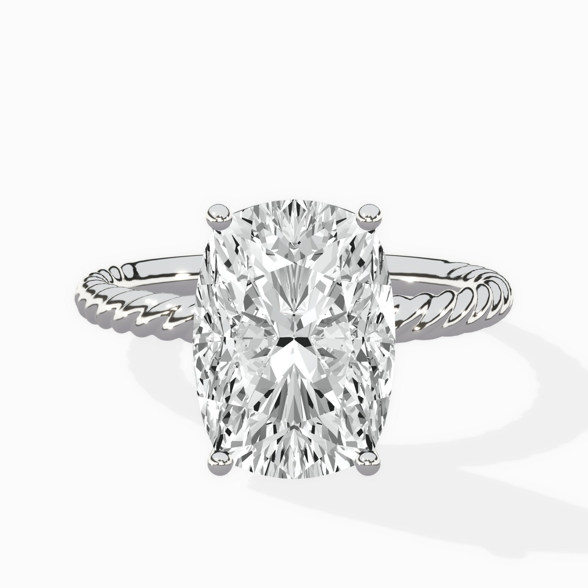 Petite Pave Band Solitaire Ring Engagement Ring - The Better Diamonds