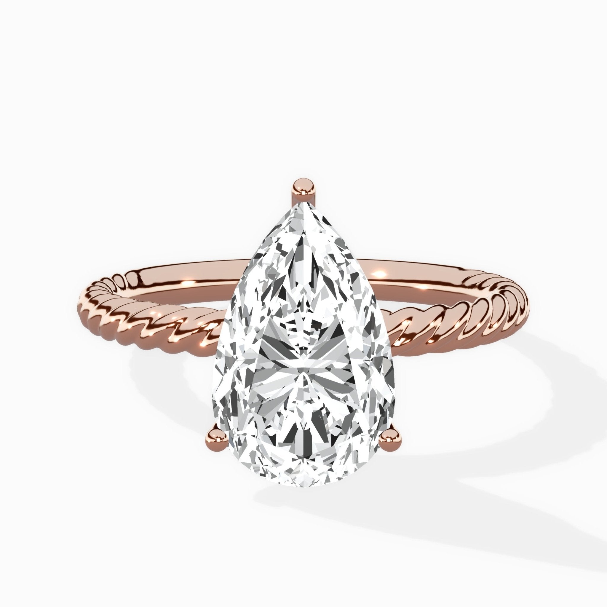 Petite Pave Band Solitaire Ring Engagement Ring - The Better Diamonds