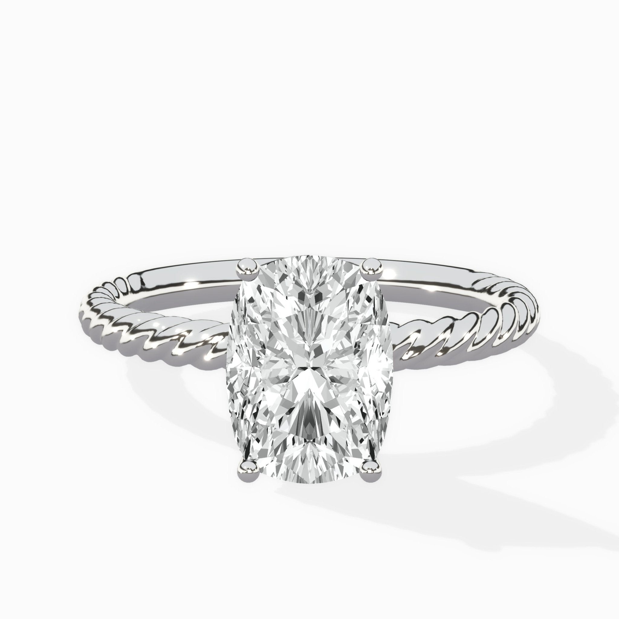 Petite Pave Band Solitaire Ring Engagement Ring - The Better Diamonds