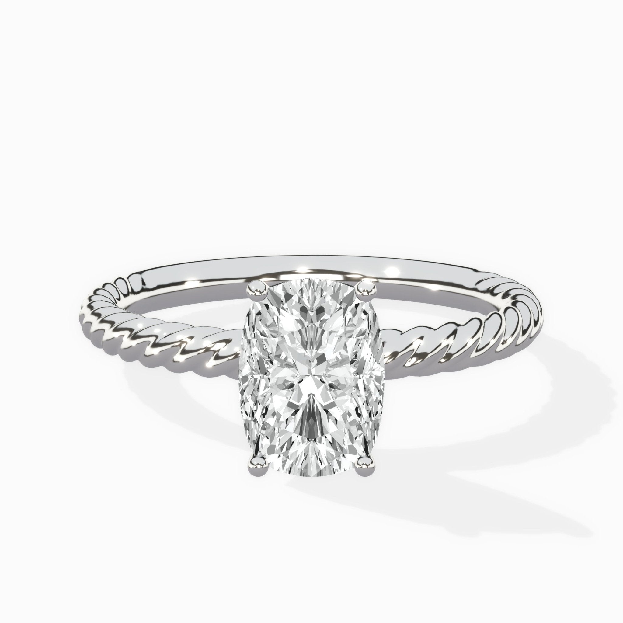 Petite Pave Band Solitaire Ring Engagement Ring - The Better Diamonds