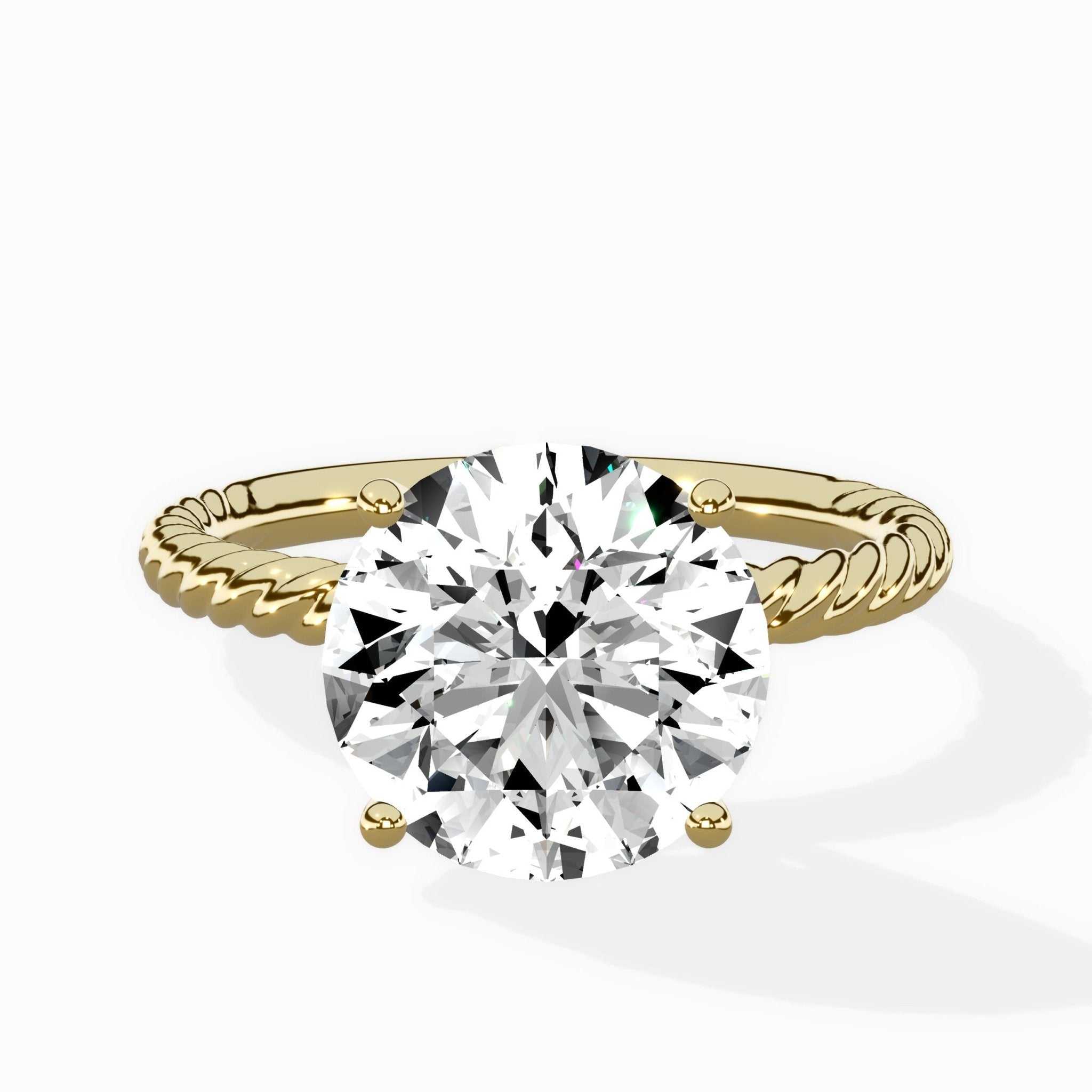 Petite Pave Band Solitaire Ring Engagement Ring - The Better Diamonds
