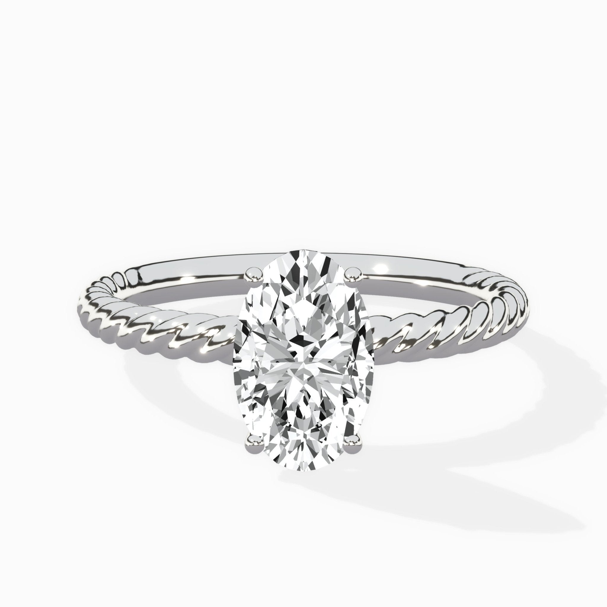 Petite Pave Band Solitaire Ring Engagement Ring - The Better Diamonds