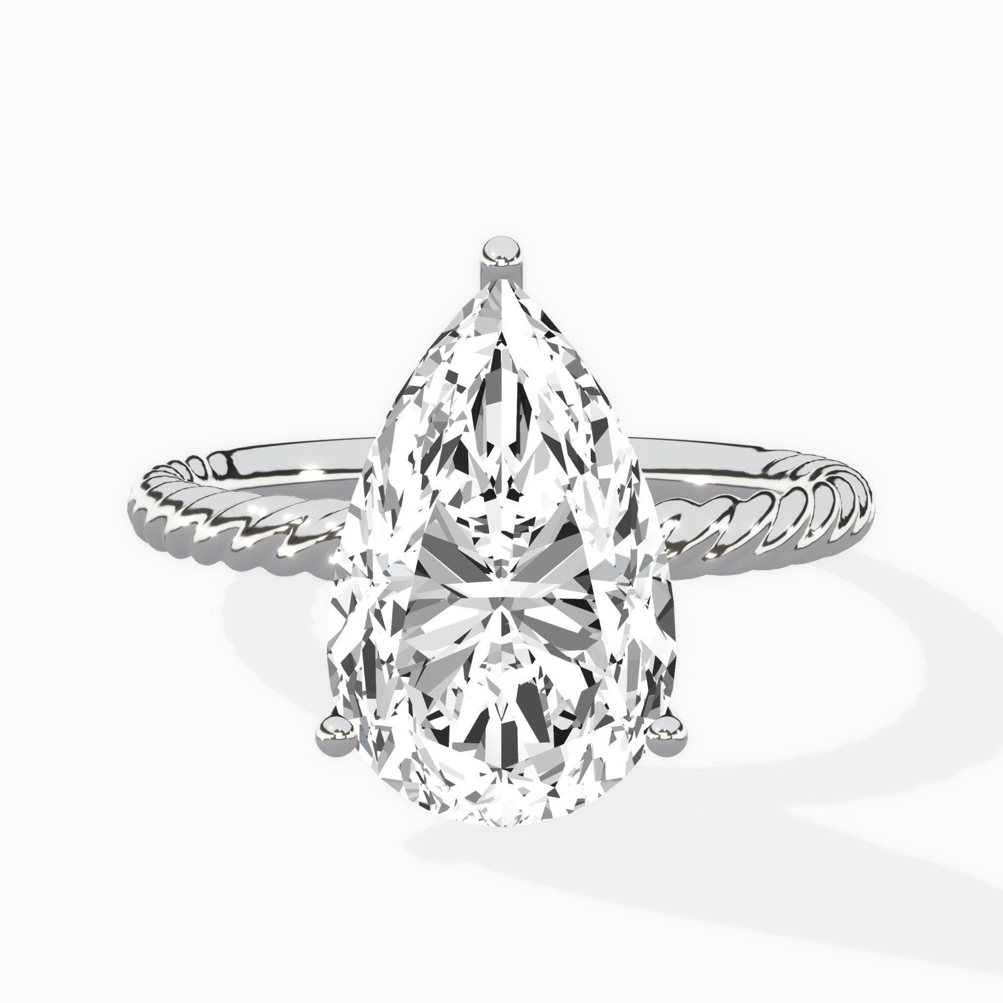 Petite Pave Band Solitaire Ring Engagement Ring - The Better Diamonds