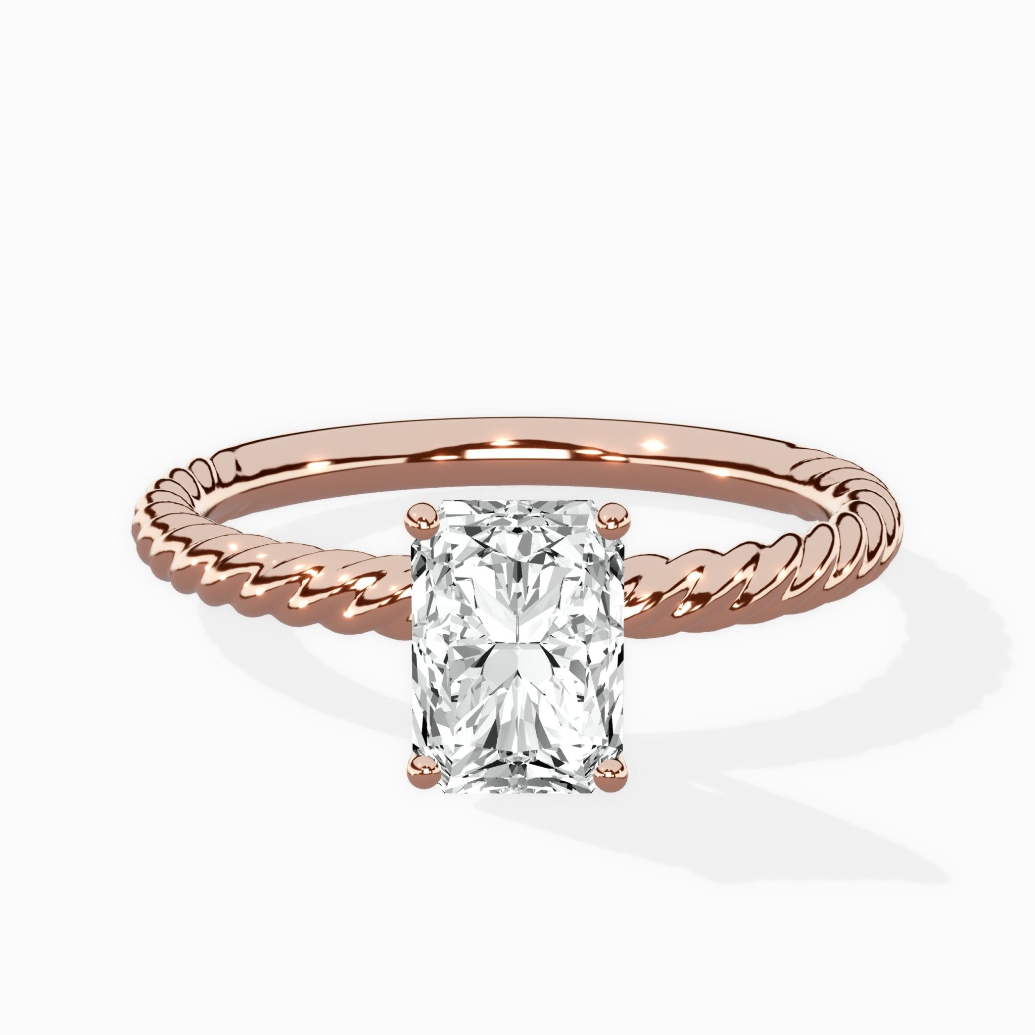 Petite Pave Band Solitaire Ring Engagement Ring - The Better Diamonds