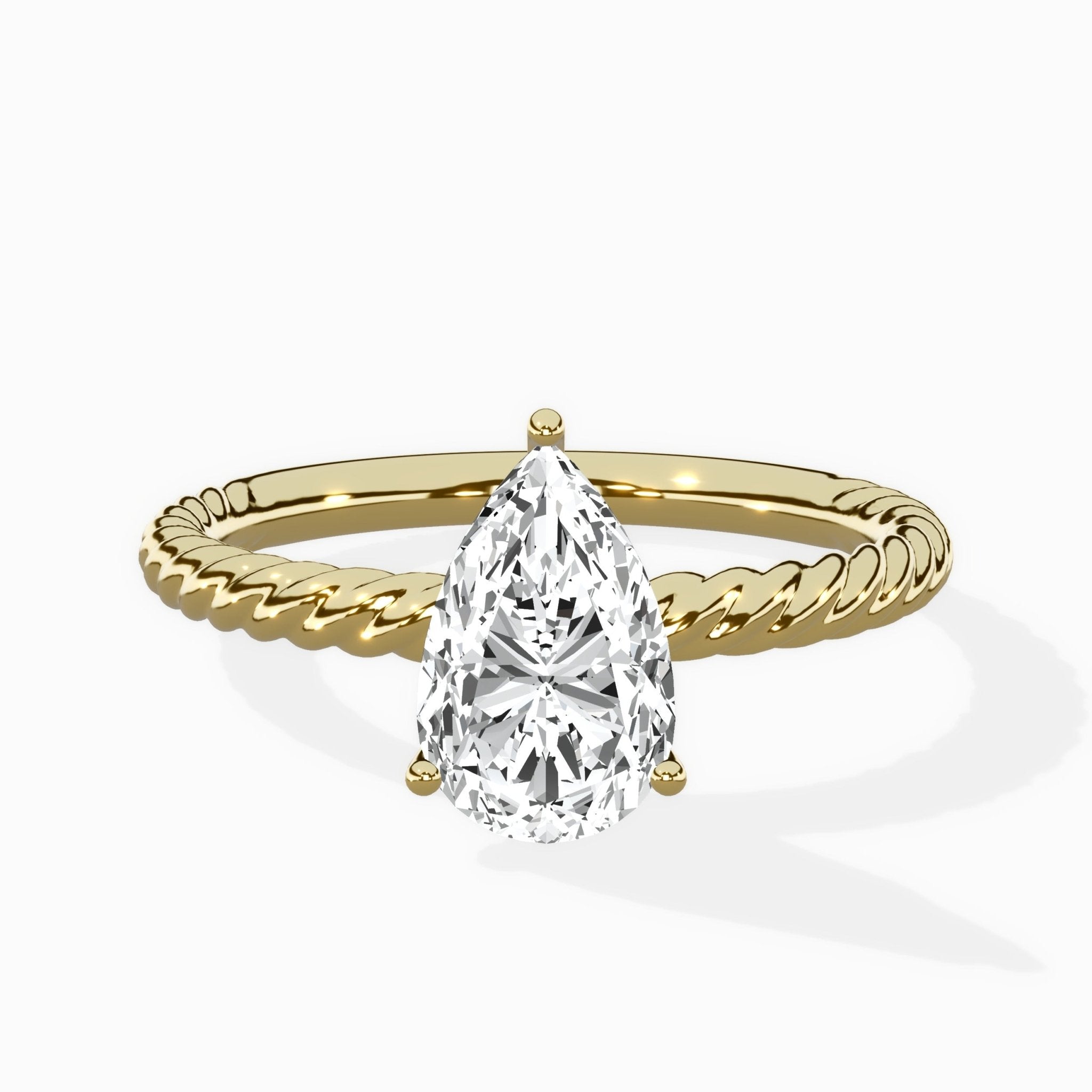 Petite Pave Band Solitaire Ring Engagement Ring - The Better Diamonds