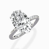 Petite Pave Band Solitaire Ring Engagement Ring - The Better Diamonds