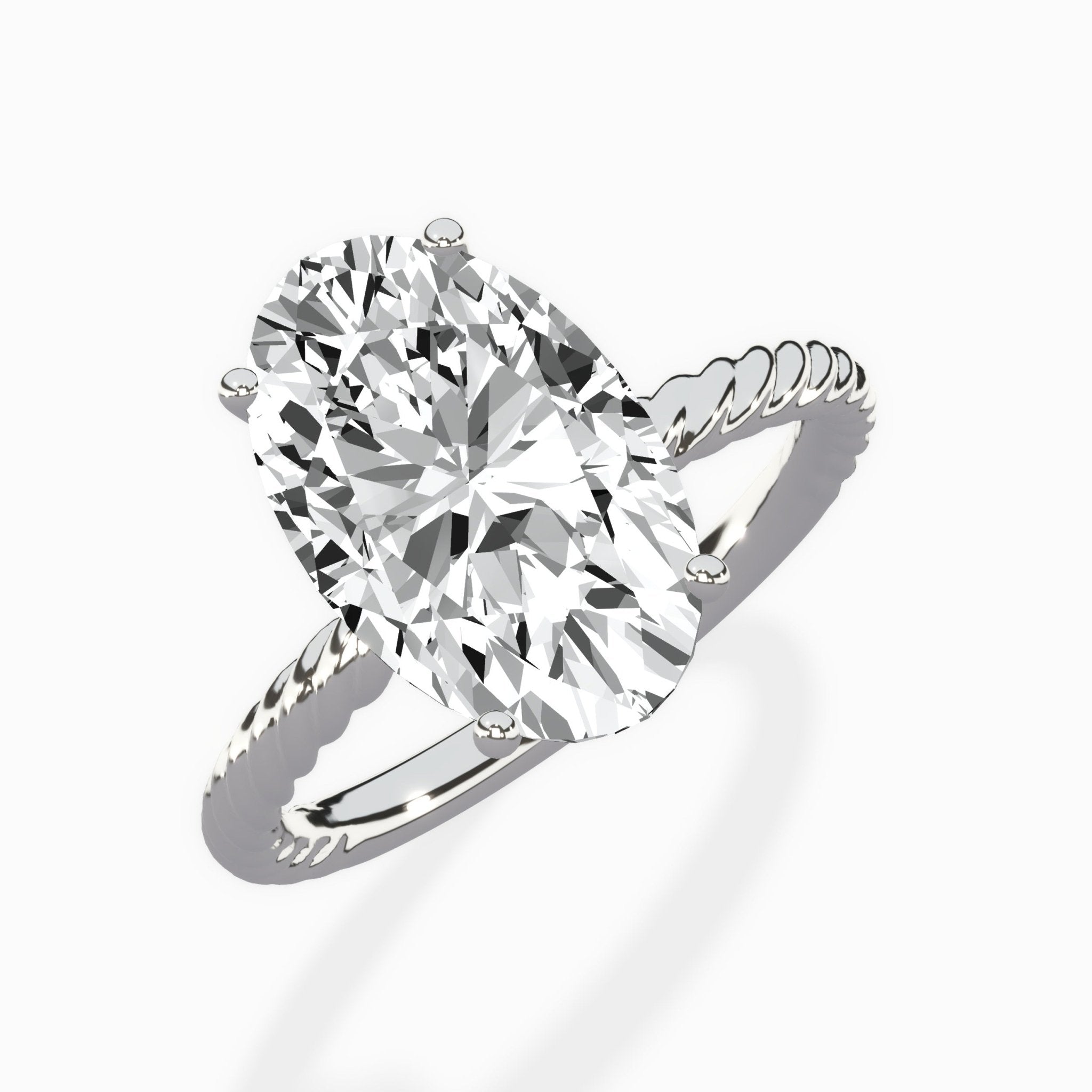 Petite Pave Band Solitaire Ring Engagement Ring - The Better Diamonds