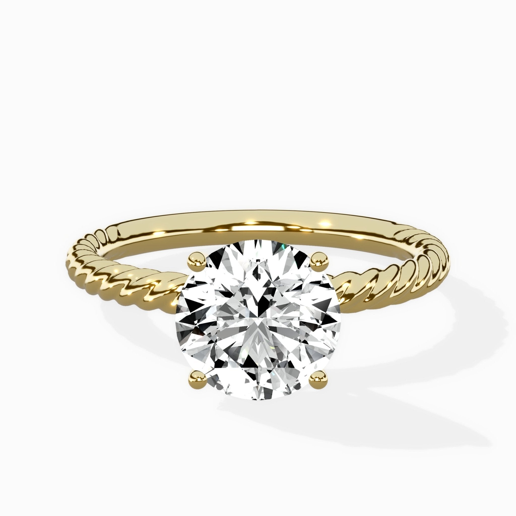 Petite Pave Band Solitaire Ring Engagement Ring - The Better Diamonds