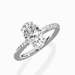 Petite Pave Band Solitaire Ring Engagement Ring - The Better Diamonds