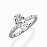 Petite Pave Band Solitaire Ring Engagement Ring - The Better Diamonds