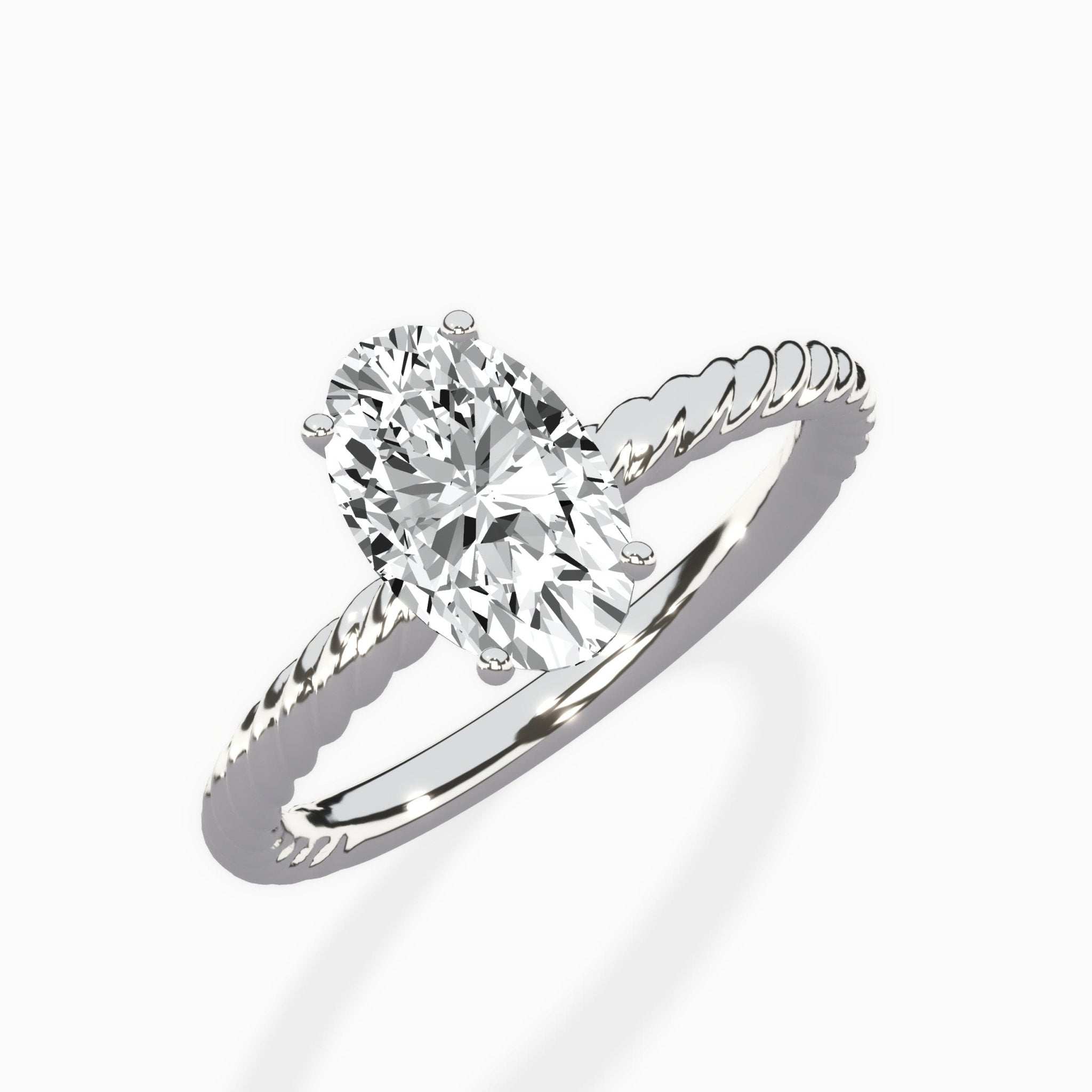 Petite Pave Band Solitaire Ring Engagement Ring - The Better Diamonds
