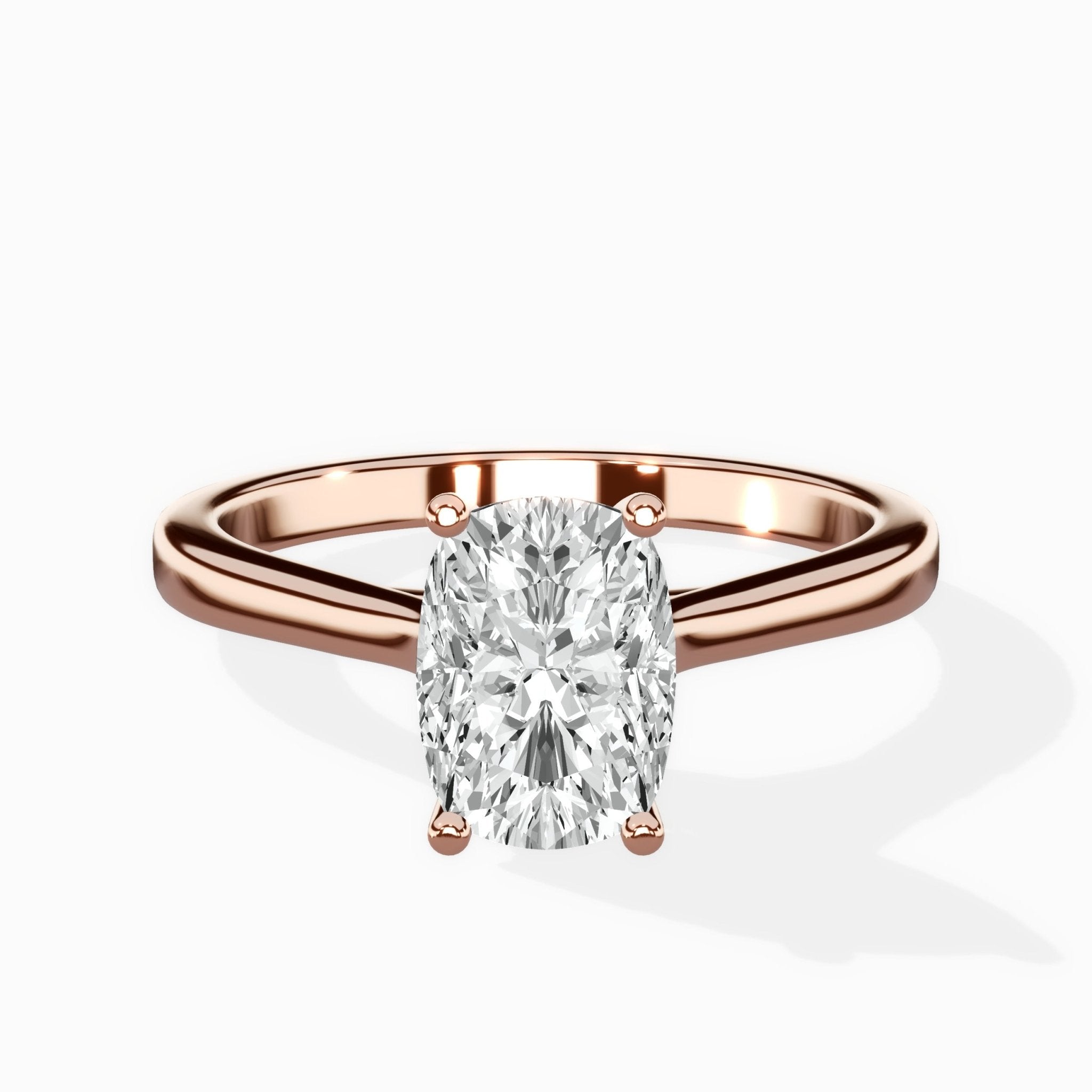Petite Plain Band Solitaire Ring Engagement Ring - The Better Diamonds