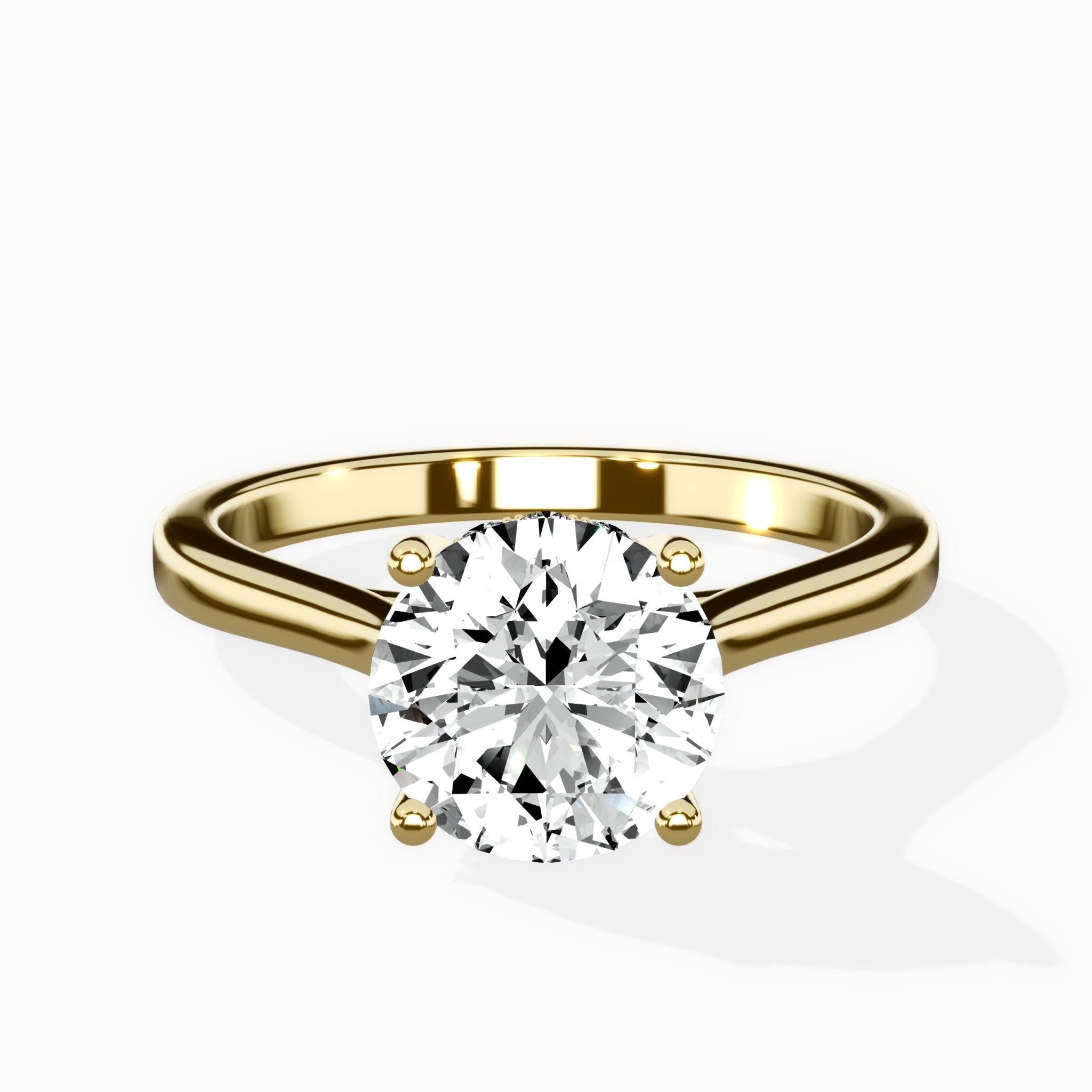 Petite Plain Band Solitaire Ring Engagement Ring - The Better Diamonds