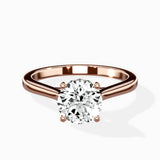 Petite Plain Band Solitaire Ring Engagement Ring - The Better Diamonds