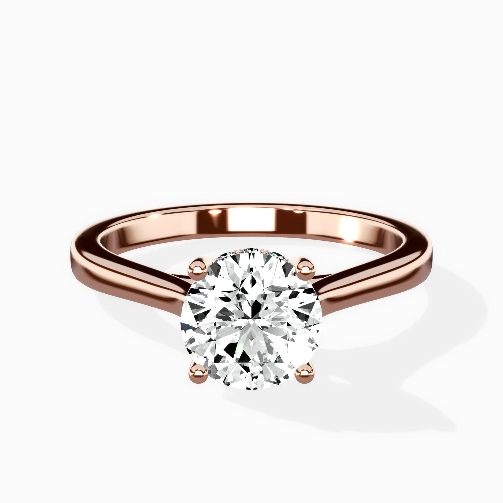Petite Plain Band Solitaire Ring Engagement Ring - The Better Diamonds