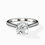 Petite Plain Band Solitaire Ring Engagement Ring - The Better Diamonds